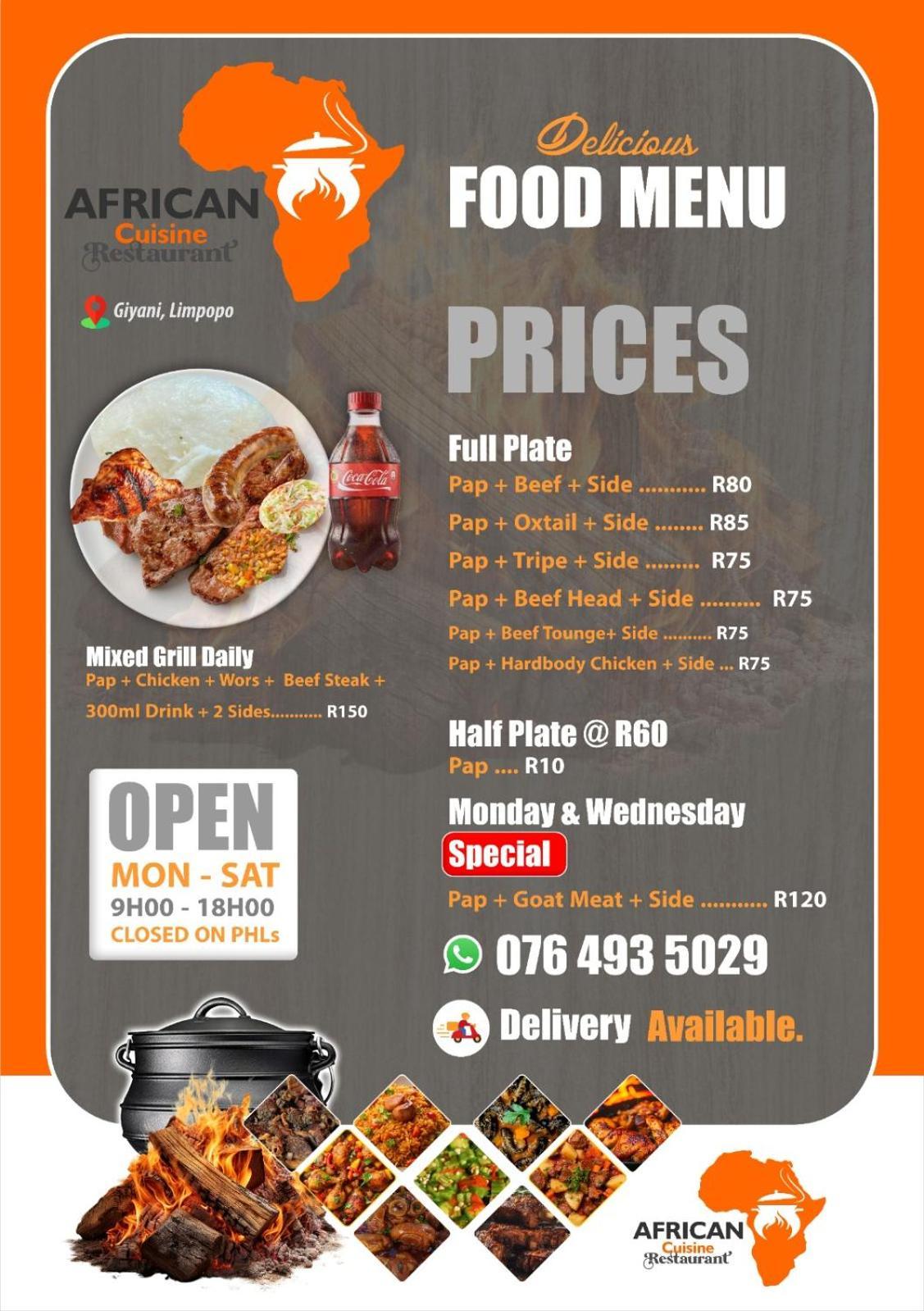 African Cuisine Restaurant Bed and Breakfast Giyani Eksteriør billede